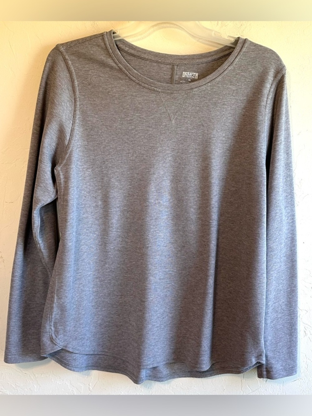 Duluth Trading Co Heather Gray Long-Sleeve Waffle Knit Base Layer Top Sz XL